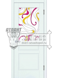 Доступные двери модель Афродита ПО рис Акварель заливной витраж ПВХ (шагрень белая)