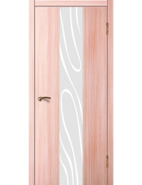 Доступные двери модель Cтиль 3 ПВХ  (беленый дуб) белый триплекс рис Лента