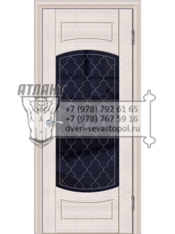 Доступные двери модель Париж 4 ПО ПВХ (кедр снежный) черный триплекс рис Париж 4