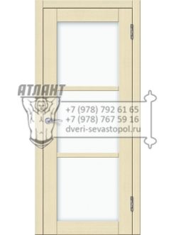 Доступные двери модель Токио 3 ПО ПВХ (кедр бежевый) белый триплекс