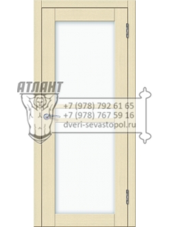 Доступные двери модель Токио 4 ПО ПВХ (кедр бежевый) белый триплекс