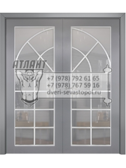 Межкомнатная дверь Classic Сорбонна ПО Эмаль по RAL7040 МДФ триплекс белый, решётка №4 распашная