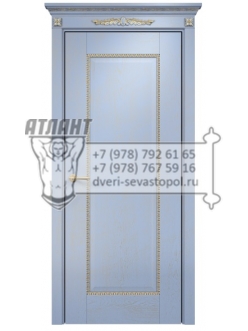 Межкомнатная дверь Classic Александрия ПГ шпон голубая эмаль патина золото