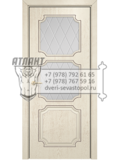 Межкомнатная дверь Lite Валенсия фреза шпон Слоновая кость патина коричневая