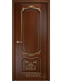 Межкомнатная дверь Classic Венеция ПГ с декором  шпон красное дерево с черной патиной