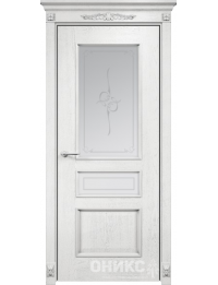 Межкомнатная дверь Classic Версаль ПО Белая эмаль патина серебро, Пескоструй, Рисунок узор эллипс