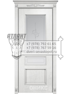 Межкомнатная дверь Classic Версаль ПО Белая эмаль патина серебро, Пескоструй, Рисунок узор эллипс