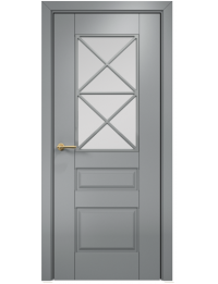 Межкомнатная дверь Lite Версаль фреза Эмаль по RAL7040 МДФ стекло сатин решетка №5