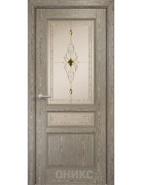 Межкомнатная дверь Classic Италия 3 ПО шпон Акация Витраж Бевелс, Рисунок бевелс золото