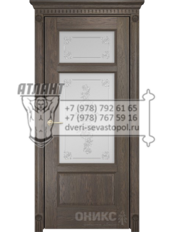 Межкомнатная дверь Classic Италия 4 ПО шпон Дуб античный Пескоструй, Рисунок вензель