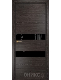 Межкомнатная дверь Alum Лайн шпон  Тангентальный абрикос, вставки Lacobel RAL 9005