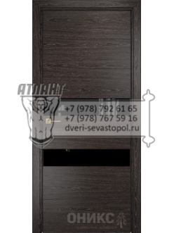 Межкомнатная дверь Alum Лайн шпон  Тангентальный абрикос, вставки Lacobel RAL 9005