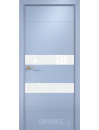 Межкомнатная дверь Alum Лайн Эмаль голубая МДФ, вставки Lacobel RAL 0333
