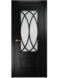 Межкомнатная дверь Lite Марсель фреза Эмаль черная МДФ решётка №6