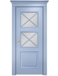 Межкомнатная дверь Lite Милан фреза Эмаль голубая МДФ стекло Сатинат белый, решетка №5