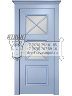 Межкомнатная дверь Lite Милан фреза Эмаль голубая МДФ стекло Сатинат белый, решетка №5