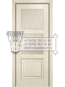 Межкомнатная дверь Lite Милан фреза Эмаль Слоновая кость патина коричневая Гравировка, Рисунок ромбы
