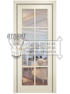 Межкомнатная дверь Lite Неаполь Эмаль слоновая кость МДФ с зеркалом