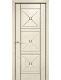 Межкомнатная дверь Lite Орлеан шпон Эмаль слоновая кость патина коричневая
