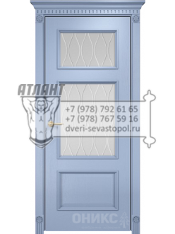 Межкомнатная дверь Classic Прованс ПО Эмаль голубая МДФ, Гравировка, Рисунок волна