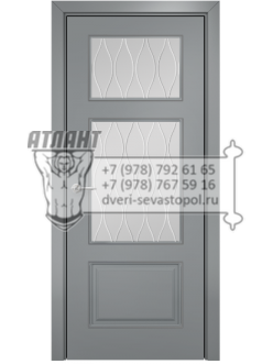 Межкомнатная дверь Lite Прованс фреза Эмаль по RAL7040 МДФ стекло Сатинат белый, Гравировка, Рисунок волна