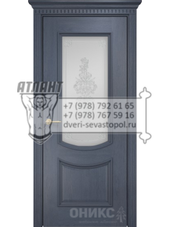 Межкомнатная дверь Classic Рига ПО Дуб графит Рисунок контурный витраж №3
