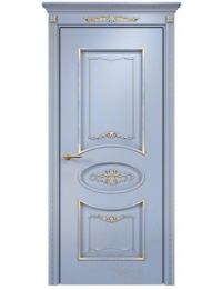 Межкомнатная дверь Classic Эллипс с декором ПГ Голубая эмаль патина золото
