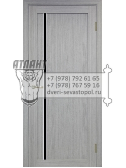 Межкомнатная дверь Турин 527 АПС Молдинг хром цвет дуб серый стекло лакобель черная
