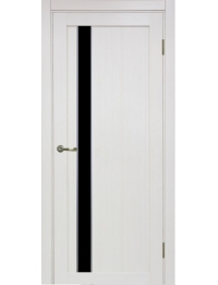 Межкомнатная дверь Турин 528 АПС Молдинг хром цвет ясень серебристый стекло лакобель черная