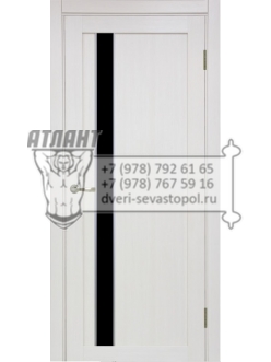 Межкомнатная дверь Турин 528 АПС Молдинг хром цвет ясень серебристый стекло лакобель черная