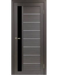 Межкомнатная дверь Турин 554 АПП Молдинг хром цвет венге стекло лакобель черная