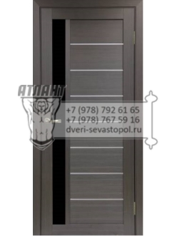 Межкомнатная дверь Турин 554 АПП Молдинг хром цвет венге стекло лакобель черная